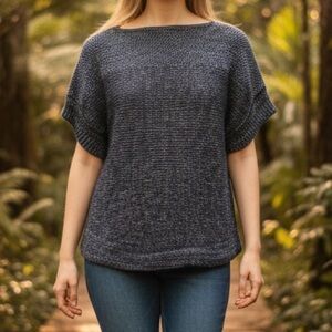 Tommy Bahama Navy Heathered Short-Sleeve Knit Top